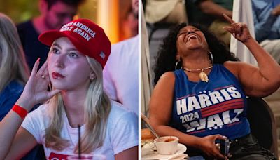 These 13 Photos Perfectly Sum Up The Difference Between Harris And Trump Supporters During The Debate