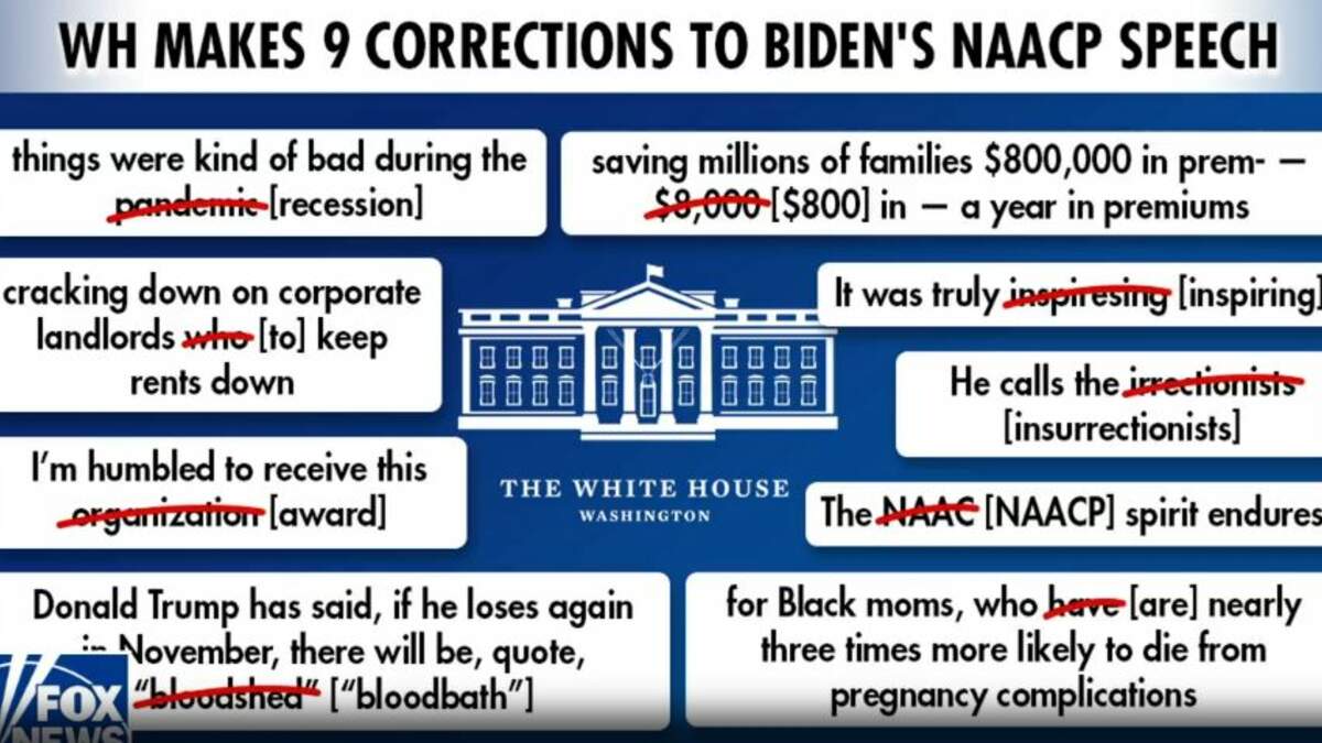 White House makes nine corrections to Biden’s NAACP speech | News/Talk 1130 WISN | The Jay Weber Show