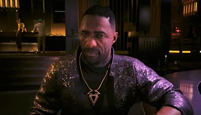 It turns out you can find Idris Elba's Cyberpunk 2077 character hanging out and working a regular job in Night City before you start the expansion