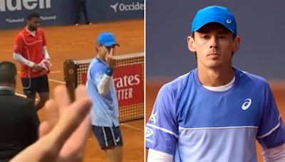 Alex de Minaur caught lashing out at fans in straight-sets defeat to Arthur Fils at Barcelona Open