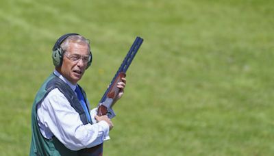 Nigel Farage enjoys clay pigeon shoot on campaign trail