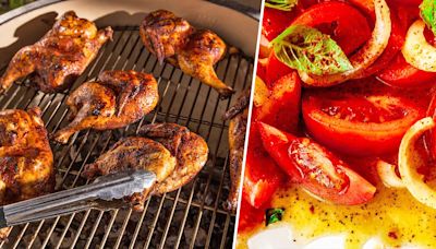 Make Rodney Scott's grilled chicken and marinated tomatoes the stars of your backyard barbecue