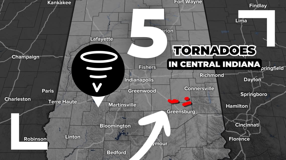 Five tornadoes confirmed across central Indiana from Tuesday, more to come