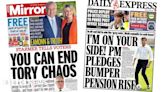 Newspaper headlines: 'End Tory chaos' and 'PM's pensioner tax cut'
