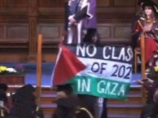 Students stage Gaza protest during University of Manchester graduation ceremony