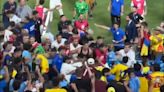 Rodrigo Bentancur throws bottles into crowd amid Colombia fan brawl