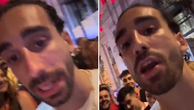 Watch odd moment Cucurella threatens to knock streamer's teeth out at Euro party