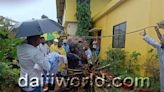 Mangalru: Coconut tree falls on power line near school gate, disaster averted