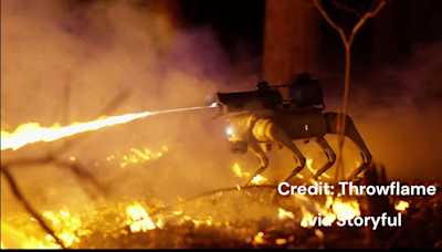 Robot dogs with flamethrowers for sale by Cleveland-based company