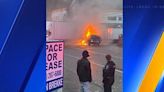 Kent police pull robbery suspect from stolen car moments before it bursts into flames