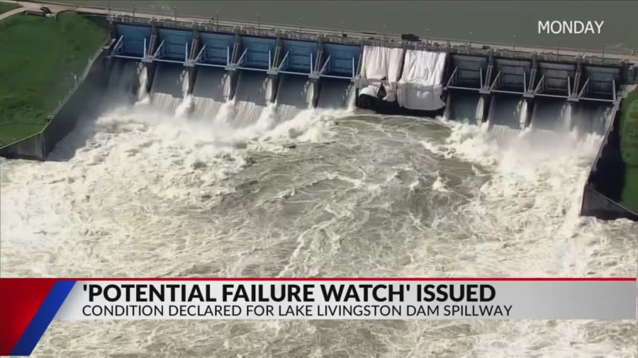 ‘Potential failure watch’ condition declared for Lake Livingston Dam spillway