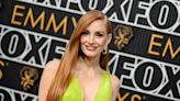 Jessica Chastain Is a Neon Vision in a Low-Cut Gown at the 2023 Emmys