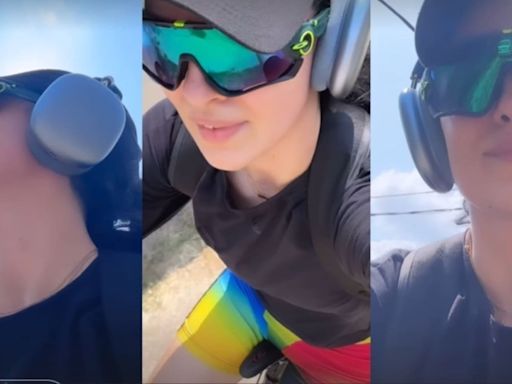 Natasa Stankovic smiles as she goes cycling in Serbia day after announcing separation from Hardik Pandya