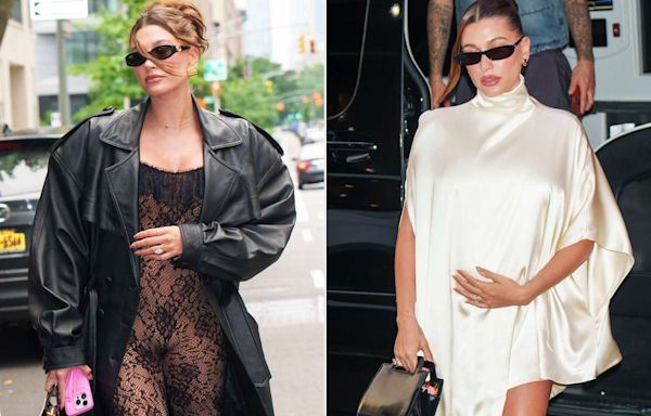 Hailey Bieber Rocks 4 Risk-Taking Pregnancy Looks — Including a Sheer Lace Bodysuit — in One Weekend