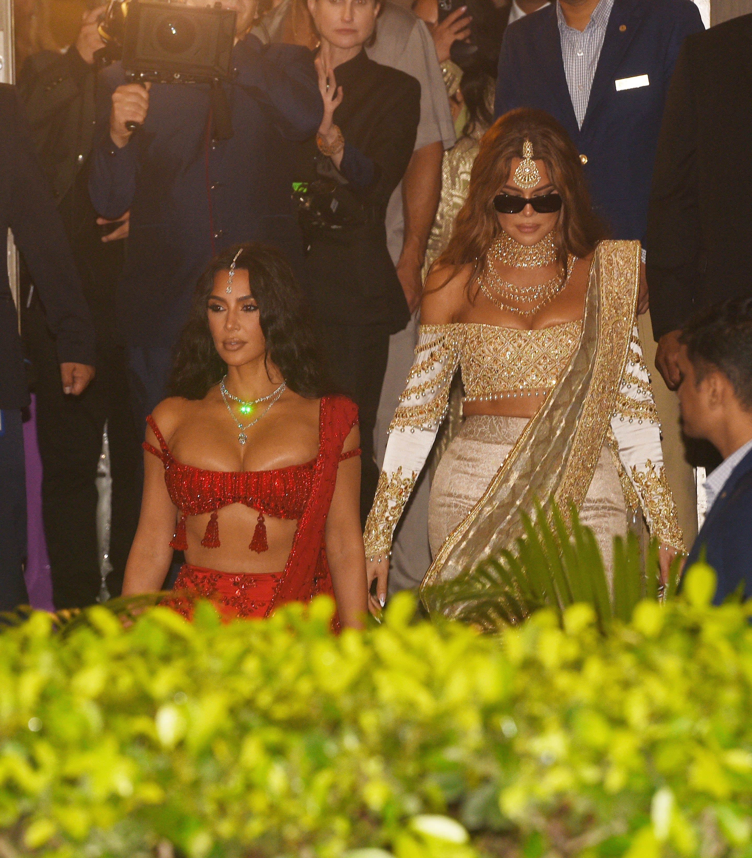 Kim Kardashian Wore a Jasmine-Inspired Outfit to the Extravagant Ambani Wedding