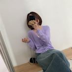 K306 韓國 23春 簡約氣質 超美紫色 100％羊毛  薄款 針織外套 （紫色）BELLEE【夏沫精選】