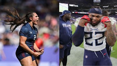Ravens’ Derrick Henry Reacts to USA Rugby Star Ilona Maher’s Viral Stiff Arm in 2024 Paris Olympics