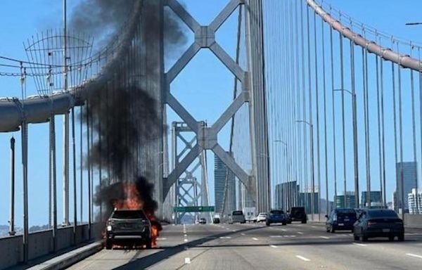 Car fire on westbound Bay Bridge shuts down lanes heading into San Francisco; expect traffic delays