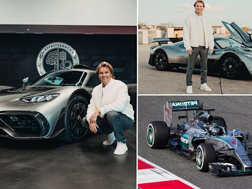 Nico Rosberg picks up the keys to his new £2.5m AMG One F1 hypercar