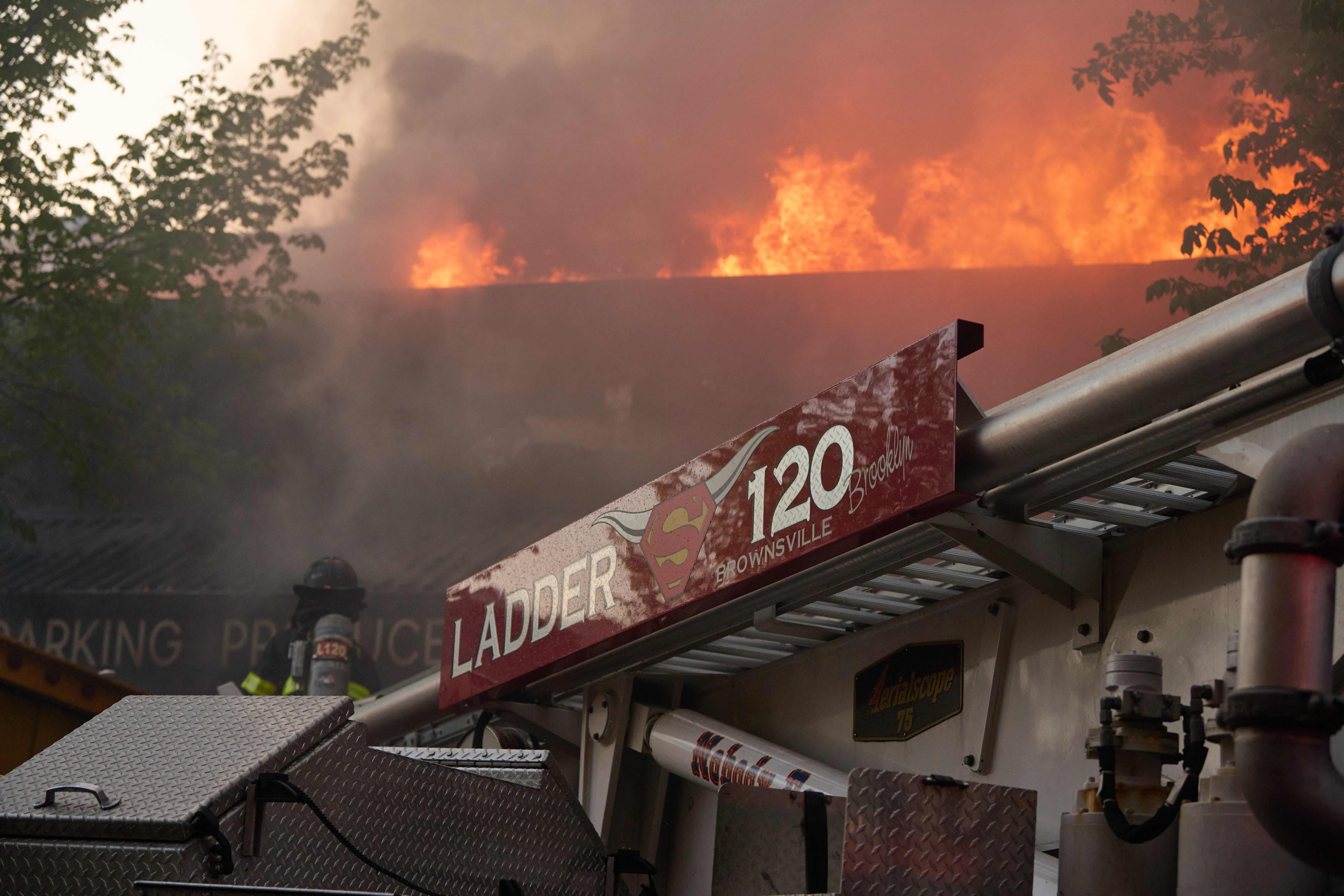 Devastating five-alarm Brooklyn fire guts supermarket and nearby homes, leaving seven injured | amNewYork