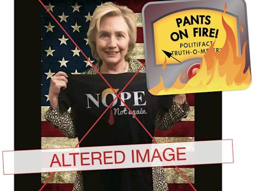 Photo doesn’t show Hillary Clinton holding anti-Trump shirt