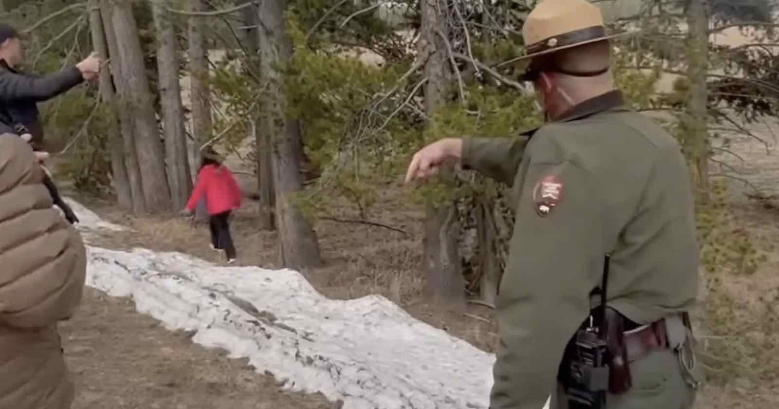 Tourists Ignore Yellowstone Park Ranger's Warnings to Take Photos of Grizzly Bear