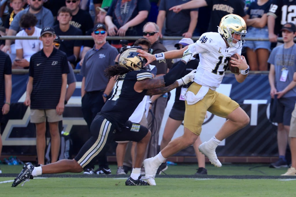 No. 18 Notre Dame takes out its frustration on Purdue, rushing for 362 yards and 6 TDs in a 66-7 blowout