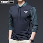 Jeep JEEP JEEP官方舒適父親男長袖t恤寬鬆連帽衛衣-博朗服飾