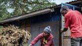 A makeshift dam burst in Kenya's Rift Valley, sending torrents of water and mud gushing down a hill