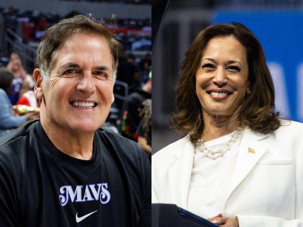 Mark Cuban defends Harris, says people who don't want a presidential candidate 'capable of hugging' should 'seek psychological help'