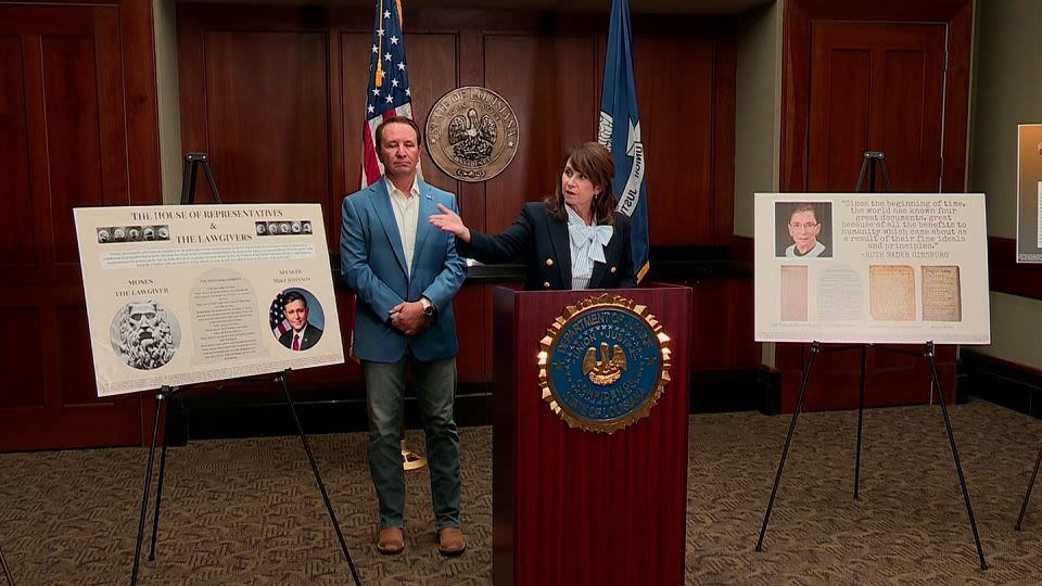 Louisiana unveils Ten Commandments posters for public schools featuring ‘Hamilton,’ Ruth Bader Ginsburg and Mike Johnson
