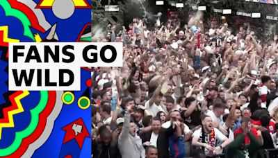 Euro 2024: Supporters at a London fan zone celebrate England’s win over Switzerland