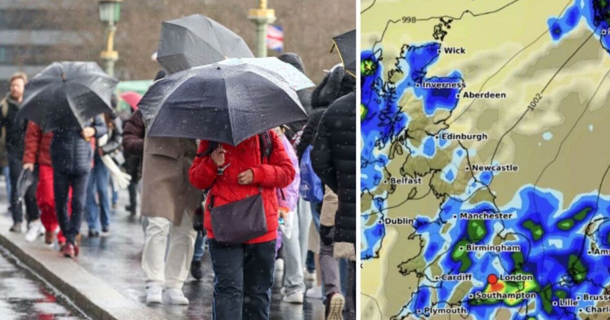 UK weather maps show exact date millions will be hit by 400-mile wall of rain