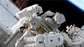 Lost in space: An astronaut's tool bag can be seen orbiting Earth