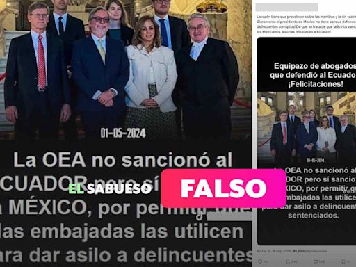 La OEA no sancionó a México, foto que circula es de abogados que defendieron a Ecuador ante la CIJ