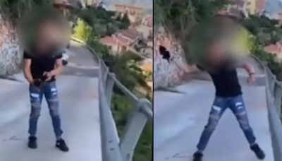 Escándalo en Italia: el cruel VIDEO de un joven lanzando a un gato desde un puente indigna a la población