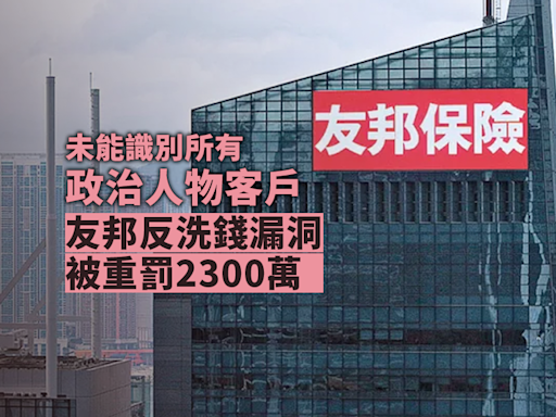 友邦反洗錢漏洞重罰2300萬 未能識別所有「政治人物」客戶