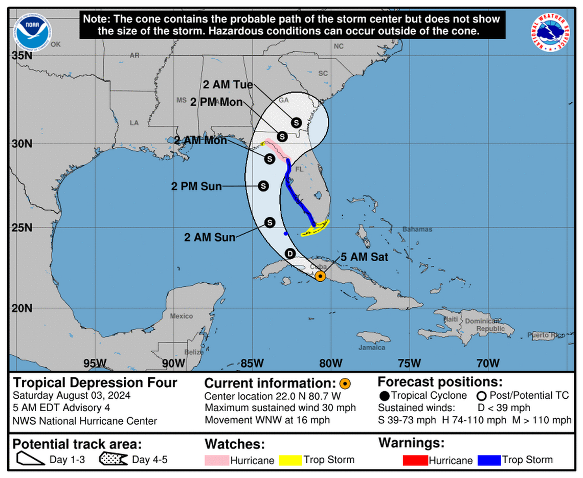 The tropical depression is now impacting Cuba