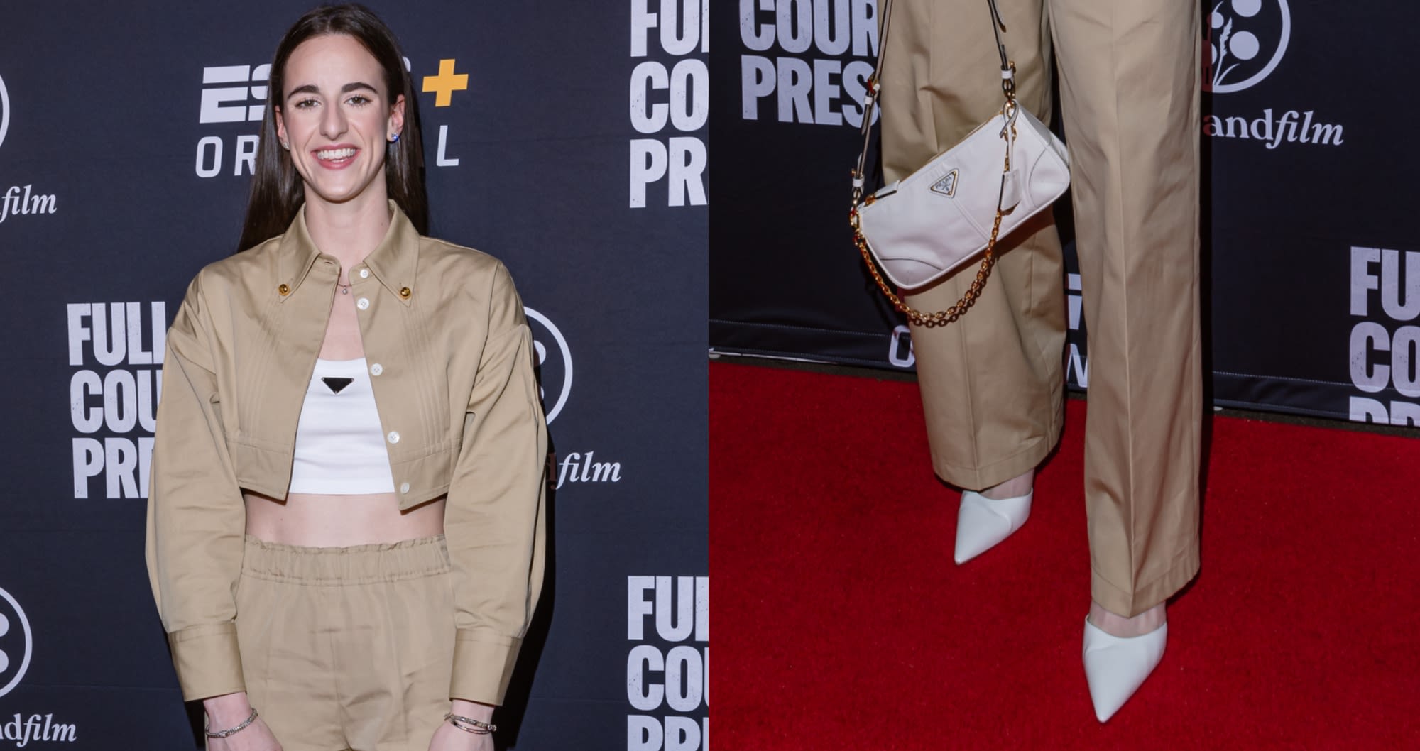 Caitlin Clark Shines in Stuart Weitzman Pumps at ‘Full Court Press’ ESPN+ Premiere