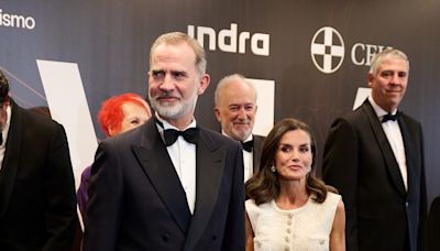 Queen Letizia is an absolute vision in white as she steps out alongside King Felipe