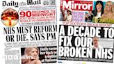 Newspaper headlines: 'Biggest NHS reform ever' after 'damning' report