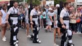 Paris 2024: Paraplegic tennis player Kevin Piette in exoskeleton carries Olympic torch