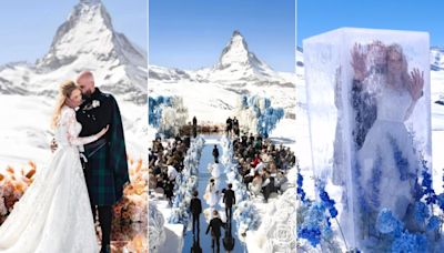Noiva surge em cubo de gelo em casamento luxuoso na neve, na Suíça, e viraliza nas redes; veja vídeo