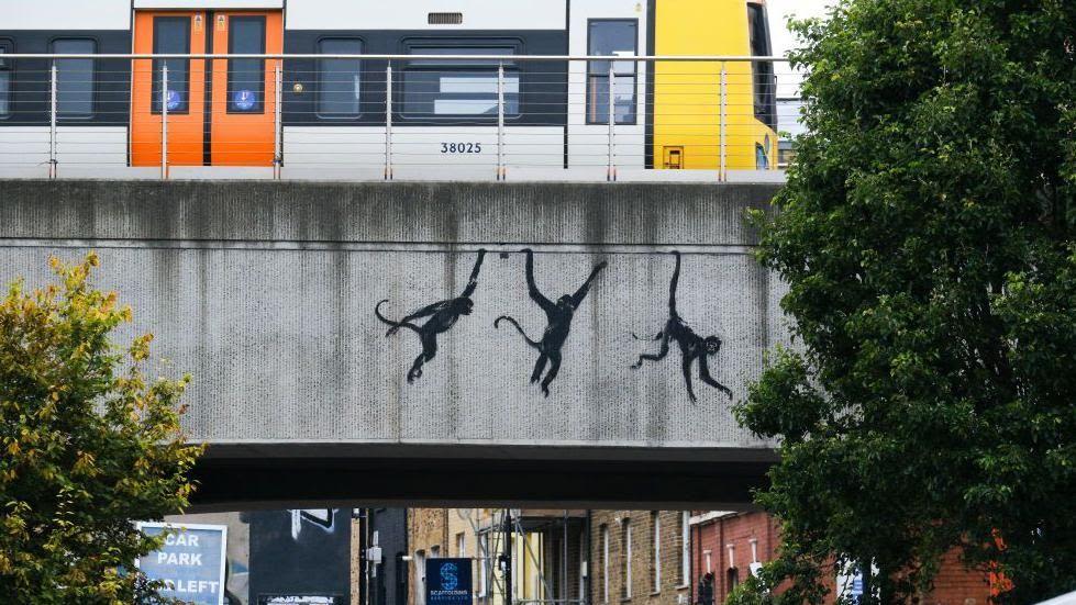 Banksy's eighth London artwork in eight days defaced