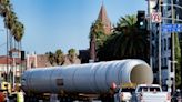 Huge rocket motors arrive at Los Angeles museum for space shuttle Endeavour display