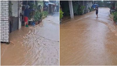 颱風山陀兒發威！屏東獅子鄉水淹腳踝…「奶茶色」泥流湧民宅畫面曝光