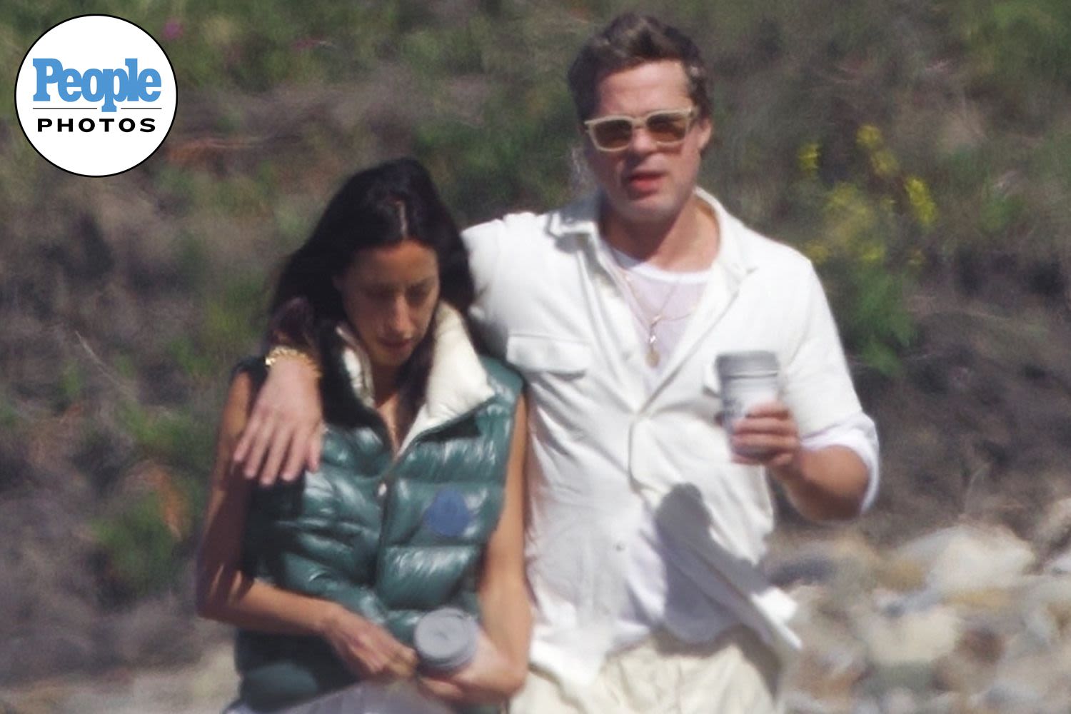 Brad Pitt and Girlfriend Ines de Ramon Keep Close on Romantic Beach Stroll in Santa Barbara: Photos