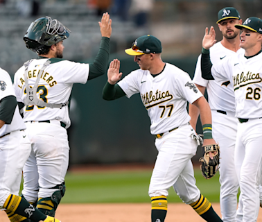 Athletics extend winning streak to six games, push record to .500 with 20-run outburst vs. Marlins