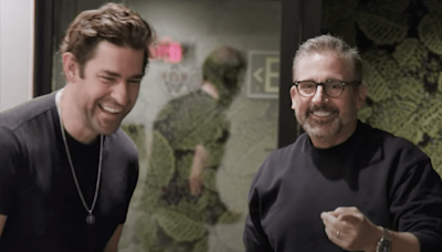 Steve Carell and John Krasinski together again! See the two reunite in behind-the-scenes video