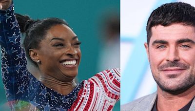 Simone Biles Receives A Kiss From Zac Efron Following Team USA Gold Win